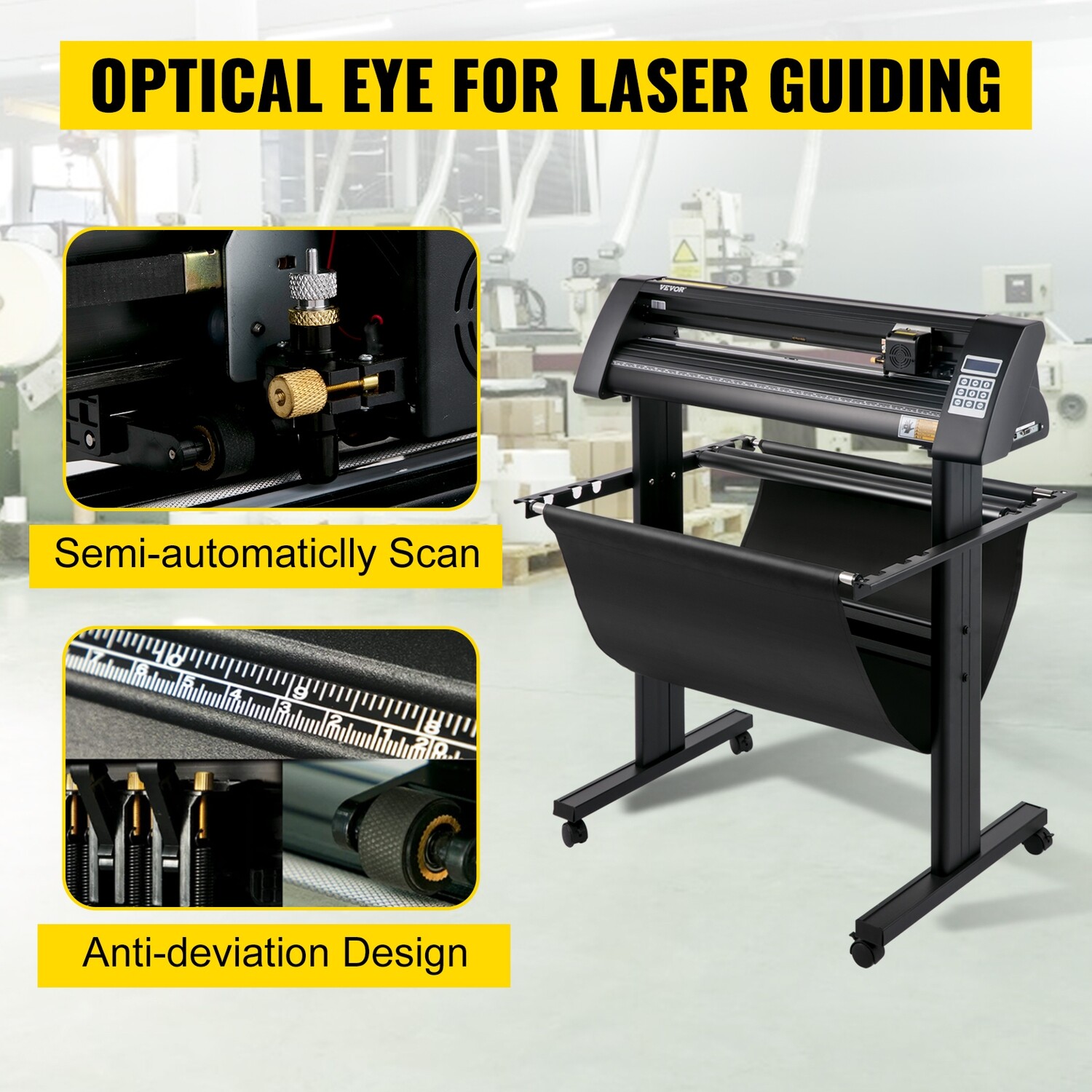 870mm Vinyl Cutter with LED Guide Light - Precision Tool for Creating Signs and Labels, Designed for Efficient Vinyl Cutting