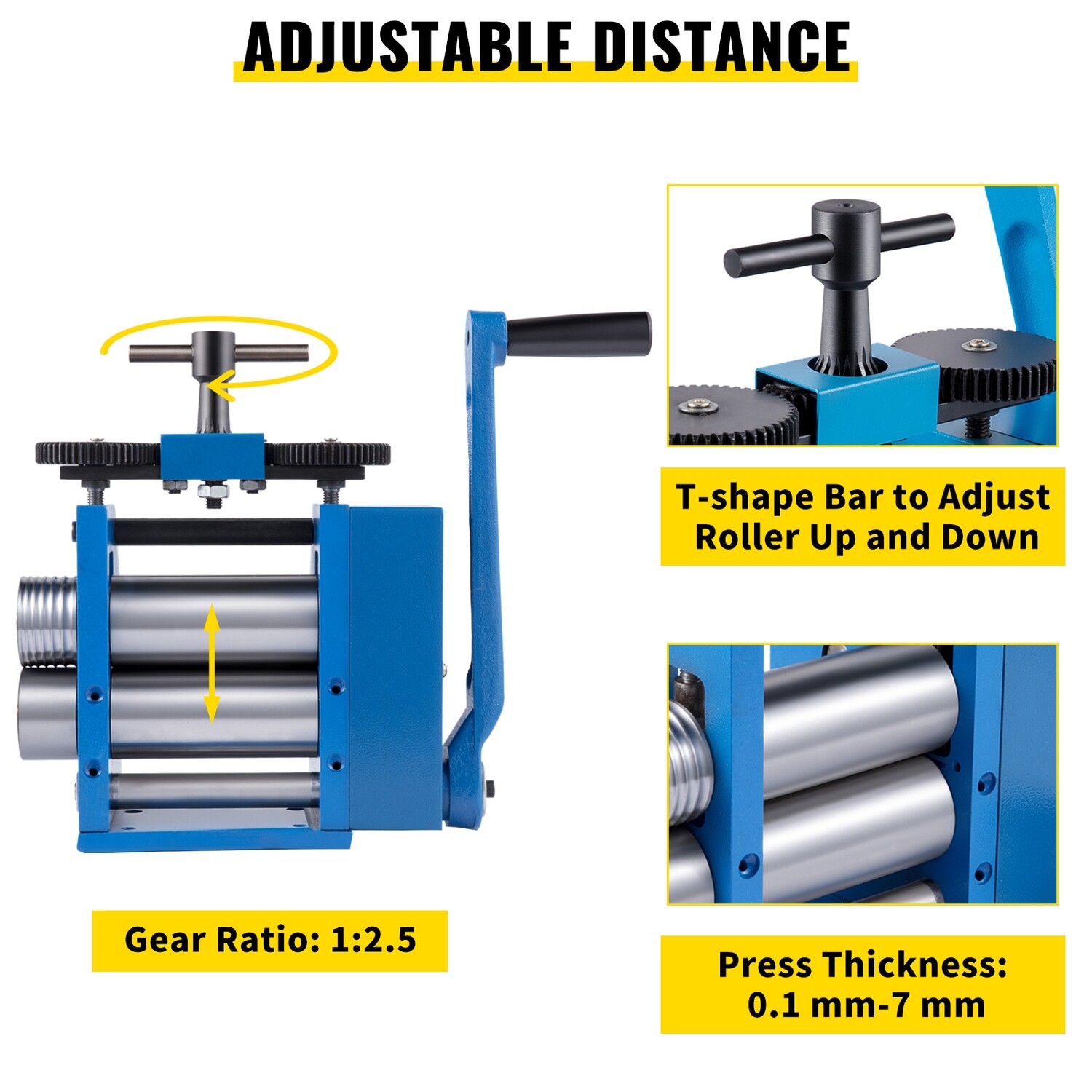 Jewelry Press with 4.4&quot;/112mm Sheet Combination Rolling Mill for Handcrafted Metal Shaping and Forming