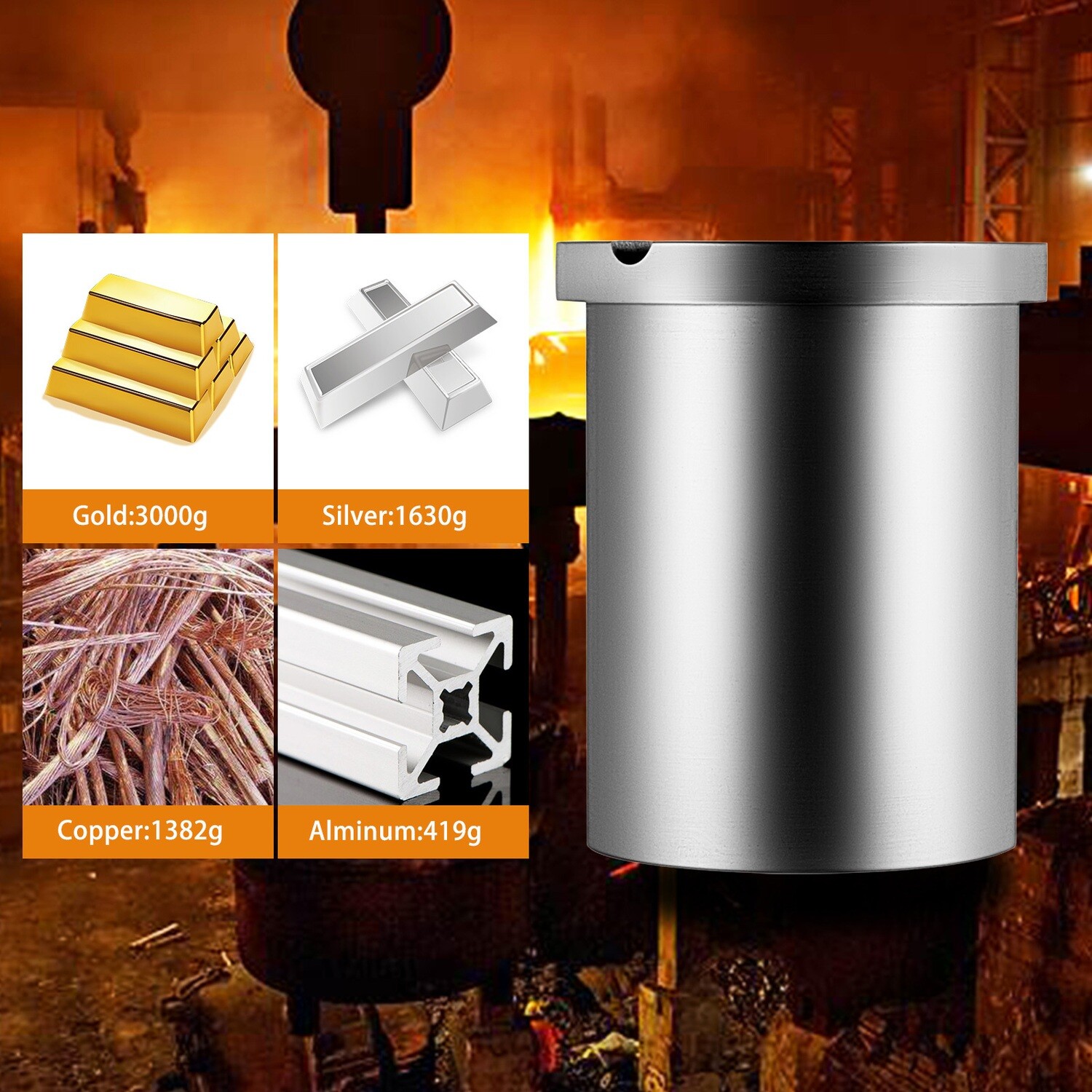 3kg High Purity Graphite Crucible for Melting Gold and Silver - Ideal for Furnace Casting Applications with Excellent Heat Resistance and Durability