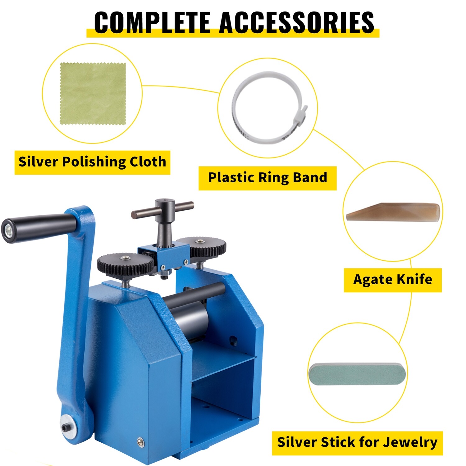 Jewelry Press with 4.4&quot;/112mm Sheet Combination Rolling Mill for Handcrafted Metal Shaping and Forming
