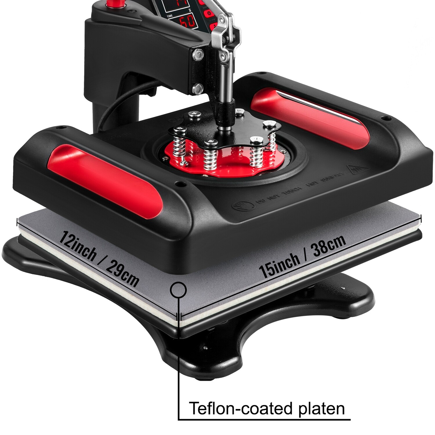 Heat Press Machine Red 5-in-1 12x15 Heat Press Sublimation for T-Shirts, Mugs, Caps, and Custom Transfers