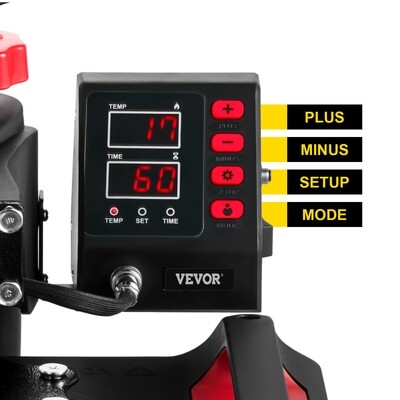 Heat Press Machine Red 5-in-1 12x15 Heat Press Sublimation for T-Shirts, Mugs, Caps, and Custom Transfers