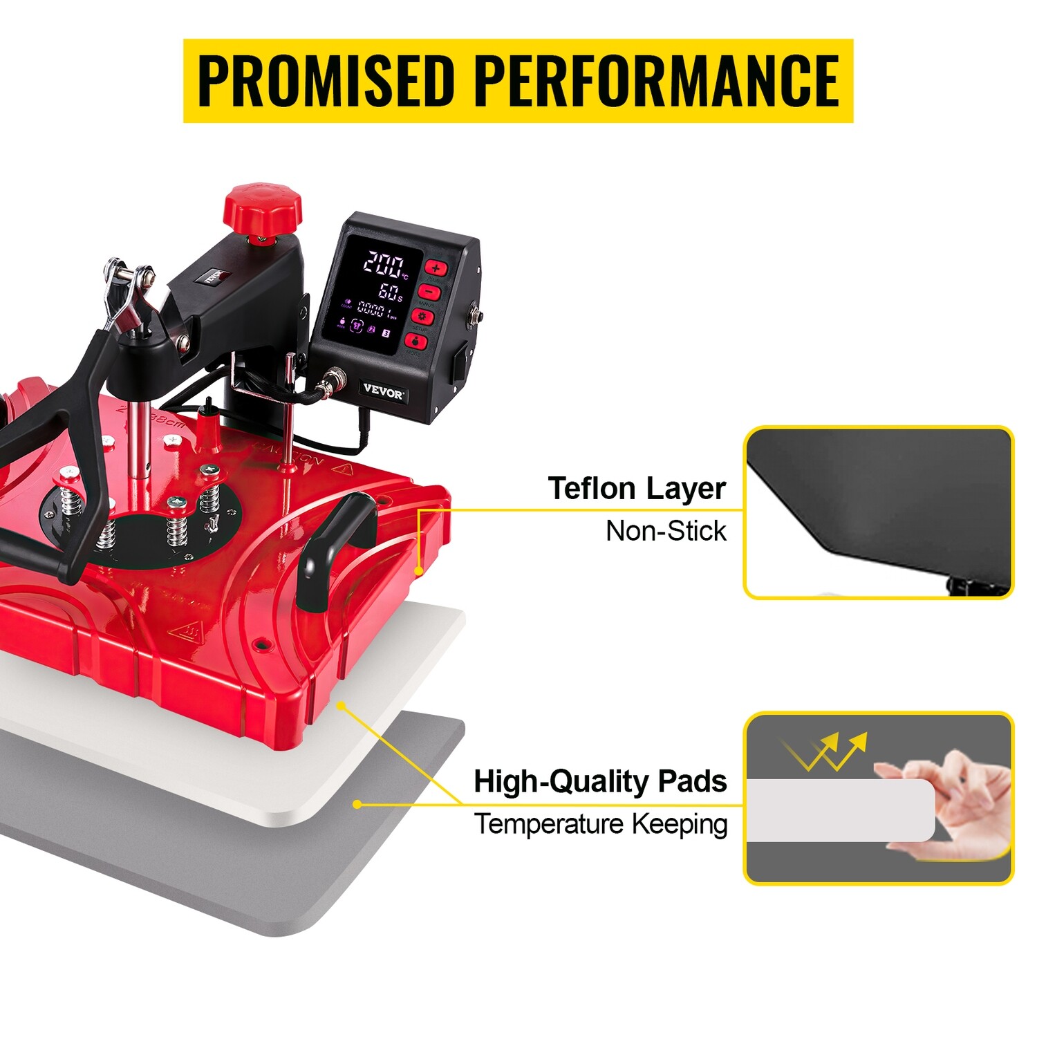 Heat Press 12x15 Red Sublimation Machine for Caps and Mugs, 8-in-1 Multifunctional Heat Press for T-Shirts, Mugs, Hats, and More