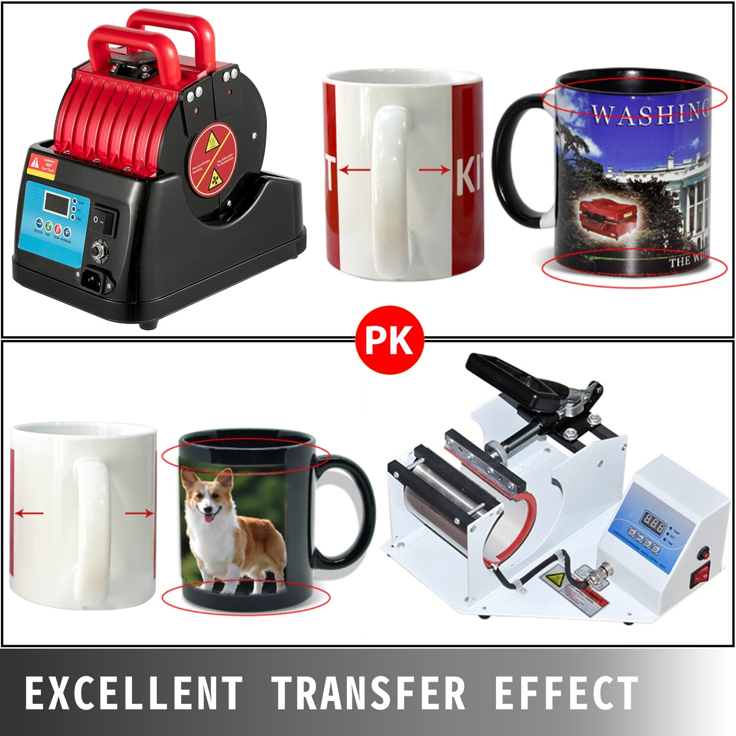 600W Red Heat Press Mug Press Machine - Versatile Bottle and Cup Press for Custom Printing and Personalization
