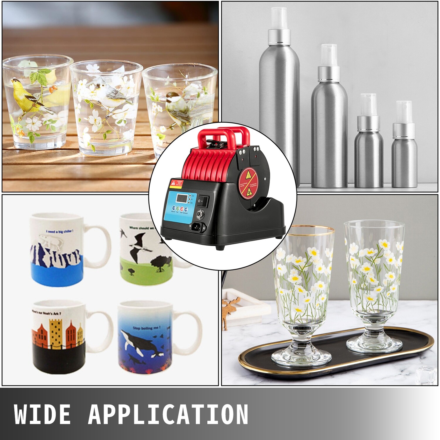 600W Red Heat Press Mug Press Machine - Versatile Bottle and Cup Press for Custom Printing and Personalization