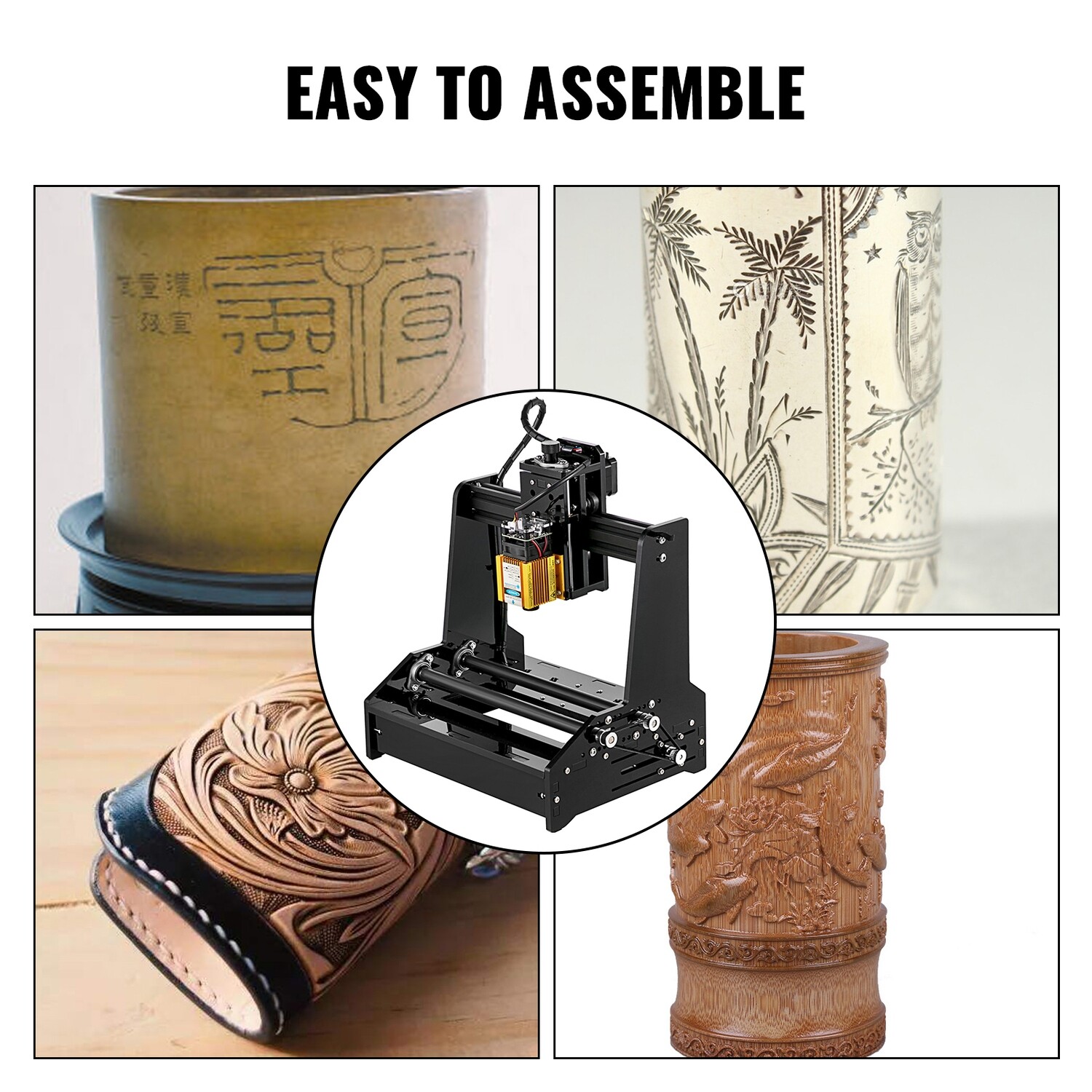 15W CNC Mini Laser Engraver Cutter for Cylindrical Engraving, Wood, Metal, and Acrylic – High Precision Laser Marking Machine