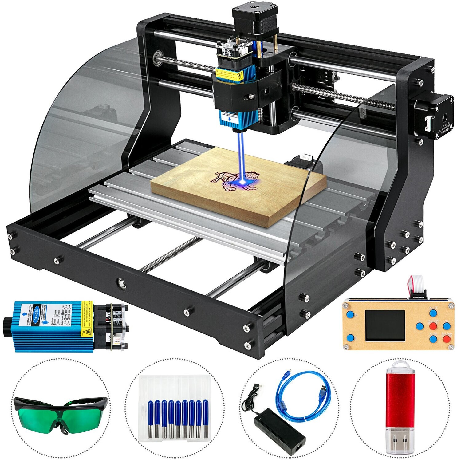 5.5w Laser Engraving Machine +3018 Pro CNC Router With Offline Controller