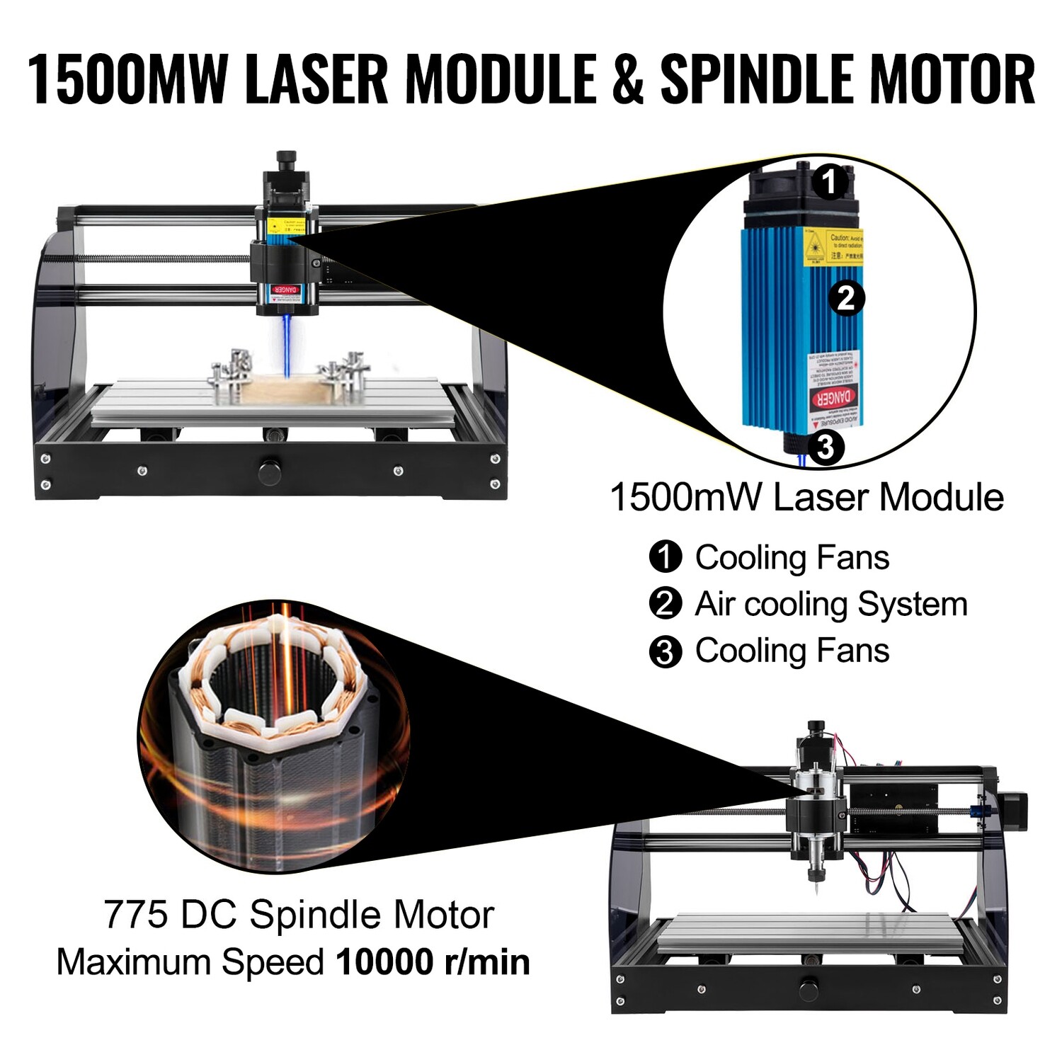 CNC 3018 Pro Machine, Laser Engraver – 3 Axis, GRBL Control, 10000 RPM, High-Precision for Wood, Plastic, Acrylic, and More