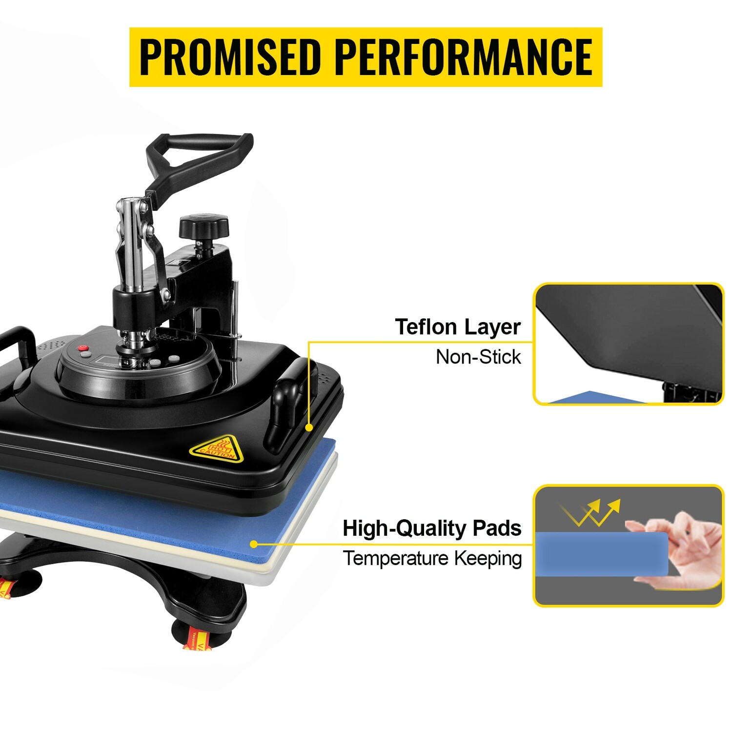 Black 15&quot; x 12&quot; 5-in-1 Heat Press Machine – T-Shirt, Mug, Plate, Hat, and Cap Press for Versatile Custom Printing