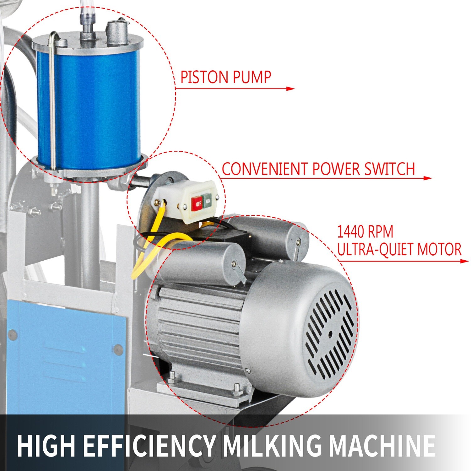 Electric Milking Machine for Cows and Goats – 12-Cow Per Hour Vacuum Pump Milker for Farm Use