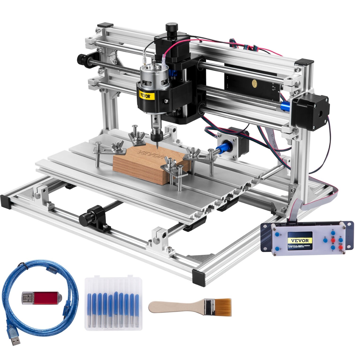 a 3-axis 3018 CNC router kit with an offline controller, USB port, and an engraving tool