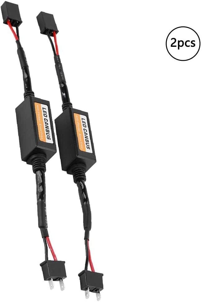 2X H7 LED Headlight Canbus Decoder - Error-Free Anti-Flicker Resistor for H7 LED Headlights - Ensures Compatibility and Eliminates Dashboard Error Messages for Enhanced Driving Safety