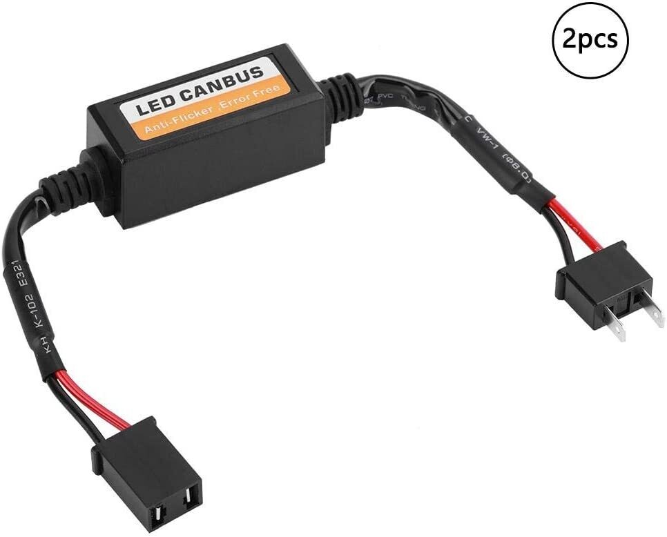 2X H7 LED Headlight Canbus Decoder - Error-Free Anti-Flicker Resistor for H7 LED Headlights - Ensures Compatibility and Eliminates Dashboard Error Messages for Enhanced Driving Safety