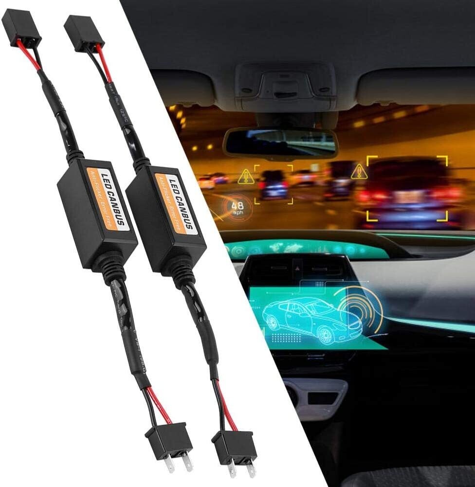 2X H7 LED Headlight Canbus Decoder - Error-Free Anti-Flicker Resistor for H7 LED Headlights - Ensures Compatibility and Eliminates Dashboard Error Messages for Enhanced Driving Safety