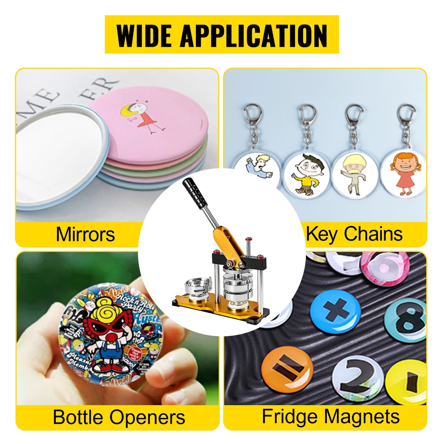 100pcs 3&quot; (75mm) Rotate Badge Machine – Manual Button Maker with Handle for Custom Badges