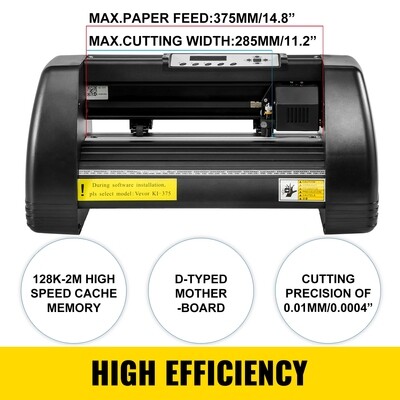 3-Blade USB Vinyl Cutter Plotter - 14" Sign and Sticker Making Machine with Print Software - High-Precision Cutting for Custom Graphics, Decals, and Signs - Includes Advanced Controls and Easy-to-Use
