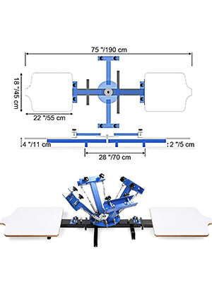 Silk Screen Printing Machine with 4 Colors and 2 Stations Print Screening Paper Excellent