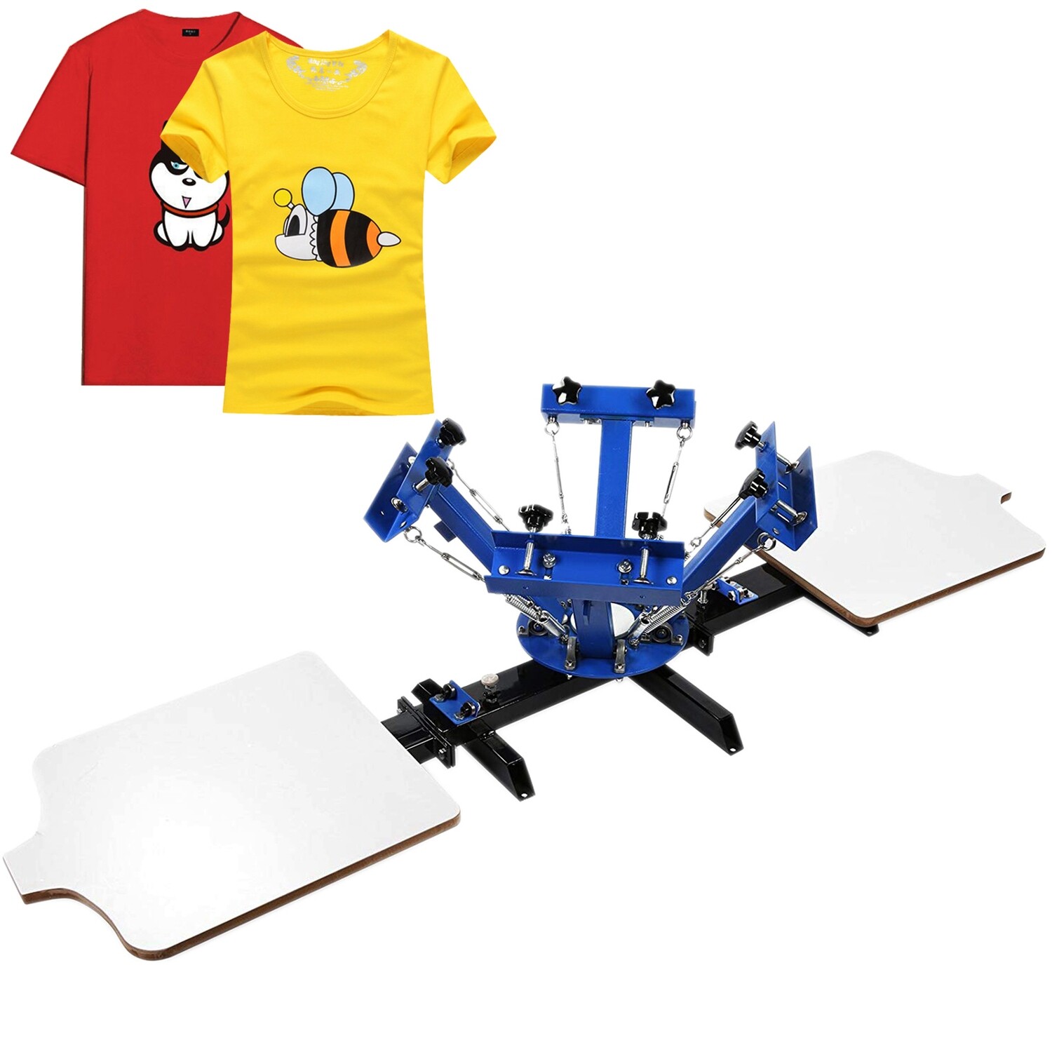 Silk Screen Printing Machine with 4 Colors and 2 Stations Print Screening Paper Excellent
