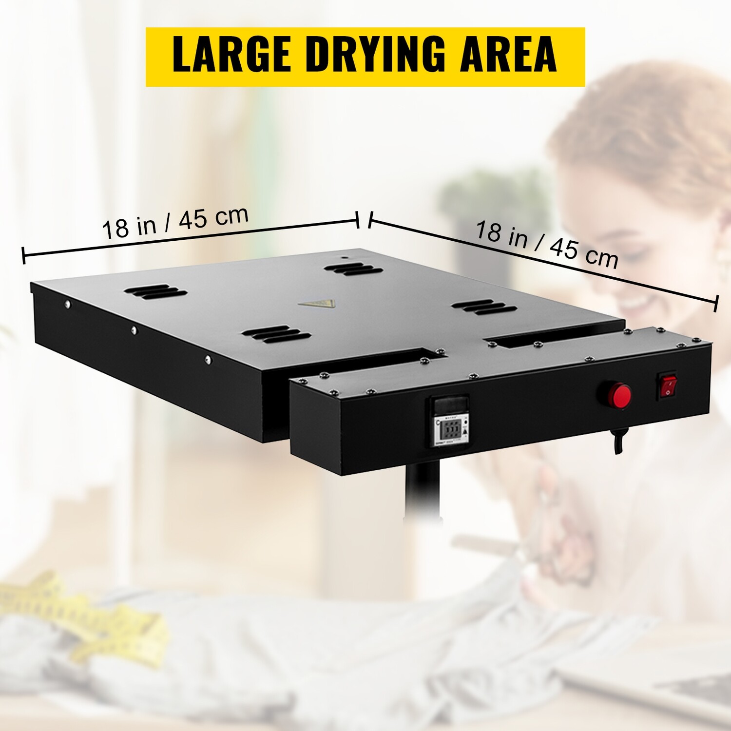 Adjustable 18x18&quot; Flash Dryer for Silkscreen Printing - Heavy-Duty Dryer for Efficient and Even Curing of Printed Materials