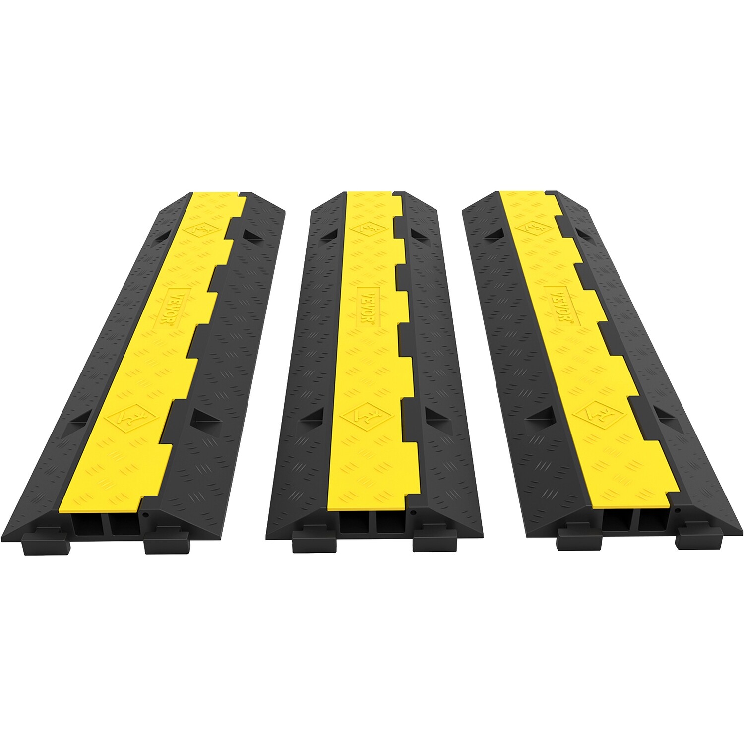 3 Pack of 2 Protective Wire Cord Ramp Driveway Rubber Traffic Speed Bumps Cable Protector 11000lbs per Axle Capacity