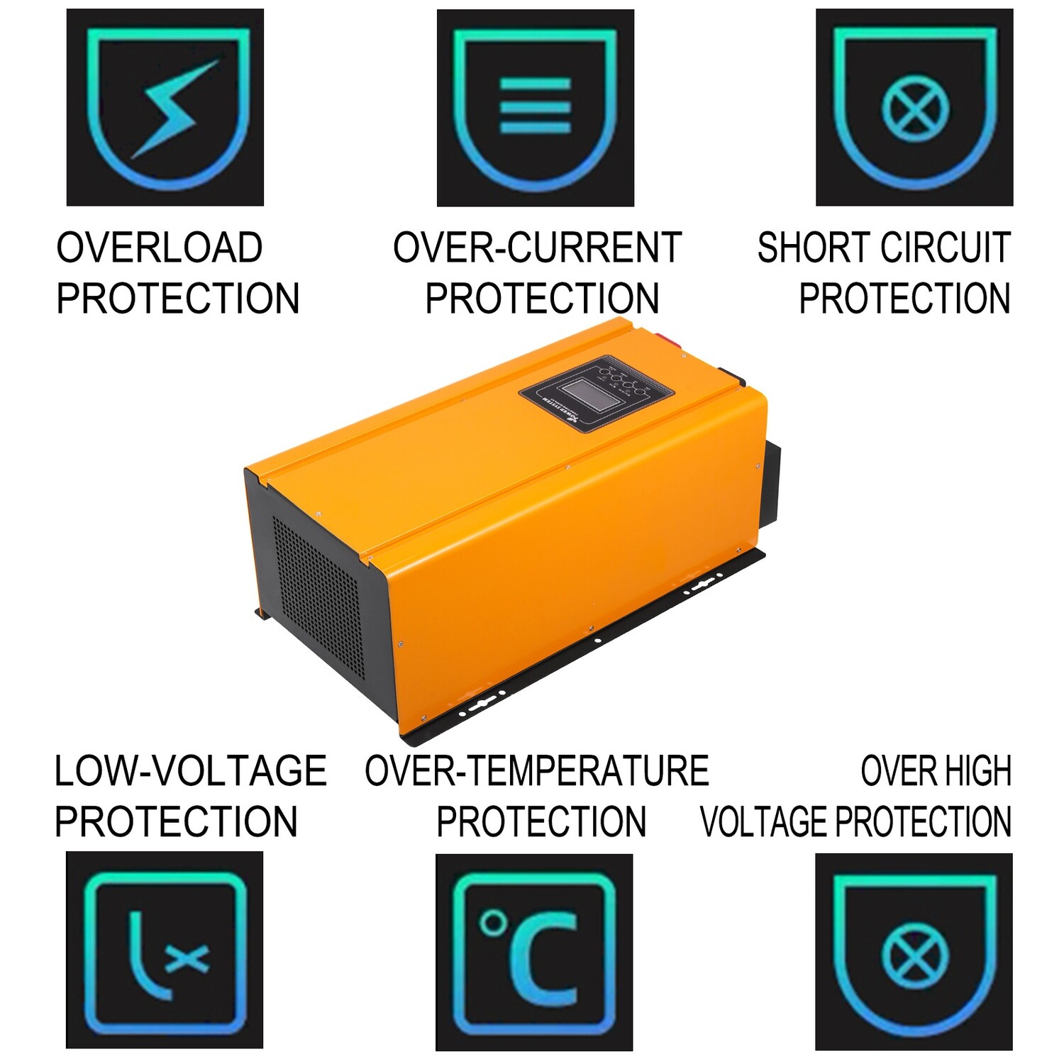 3KW High-Efficiency Pure Sine Wave Off-Grid Inverter - Features LCD Display, Built-in 12V UPS, Overload &amp; Short-Circuit Protection, and Low THD for Reliable Power Backup Solutions