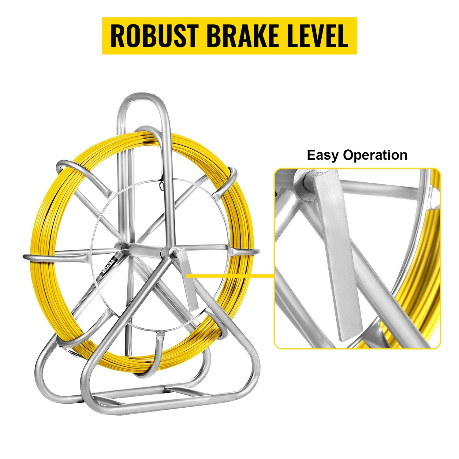 Duct Rodder Fish Tape Electrical Cable Running Puller – Hand-Operated Draw Wire Retractable Threader with Cage Wheel Stand for Easy Cable Installation