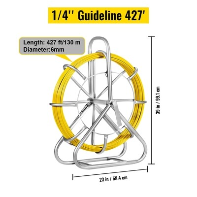 Duct Rodder Fish Tape Electrical Cable Running Puller – Hand-Operated Draw Wire Retractable Threader with Cage Wheel Stand for Easy Cable Installation