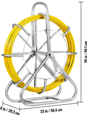 Duct Rodder Fish Tape Electrical Cable Running Puller – Hand-Operated Draw Wire Retractable Threader with Cage Wheel Stand for Easy Cable Installation