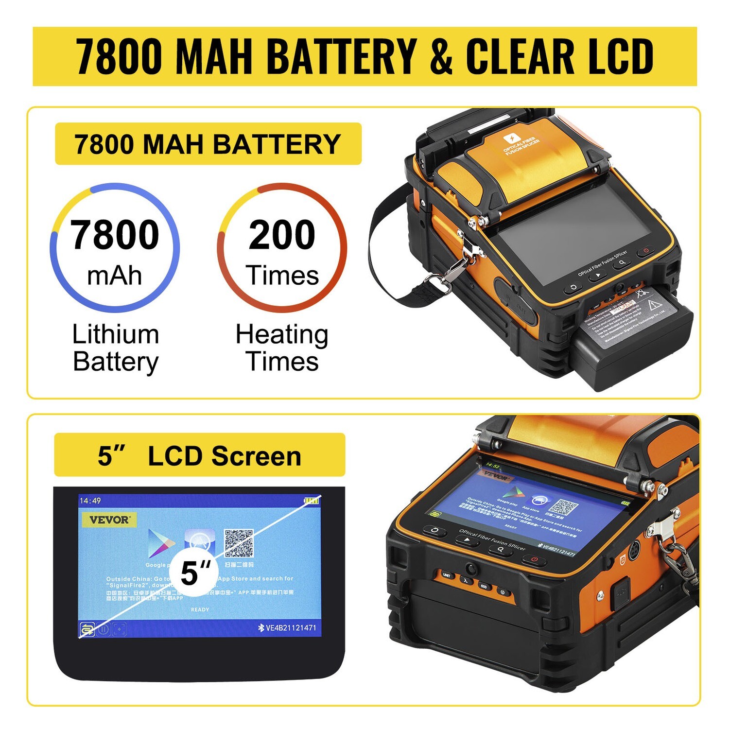 7800mAh 5S Splicing Machine AI-9 Optical Fiber Fusion Splicer - High-Performance Welding Machine for Precision Fiber Optic Splicing