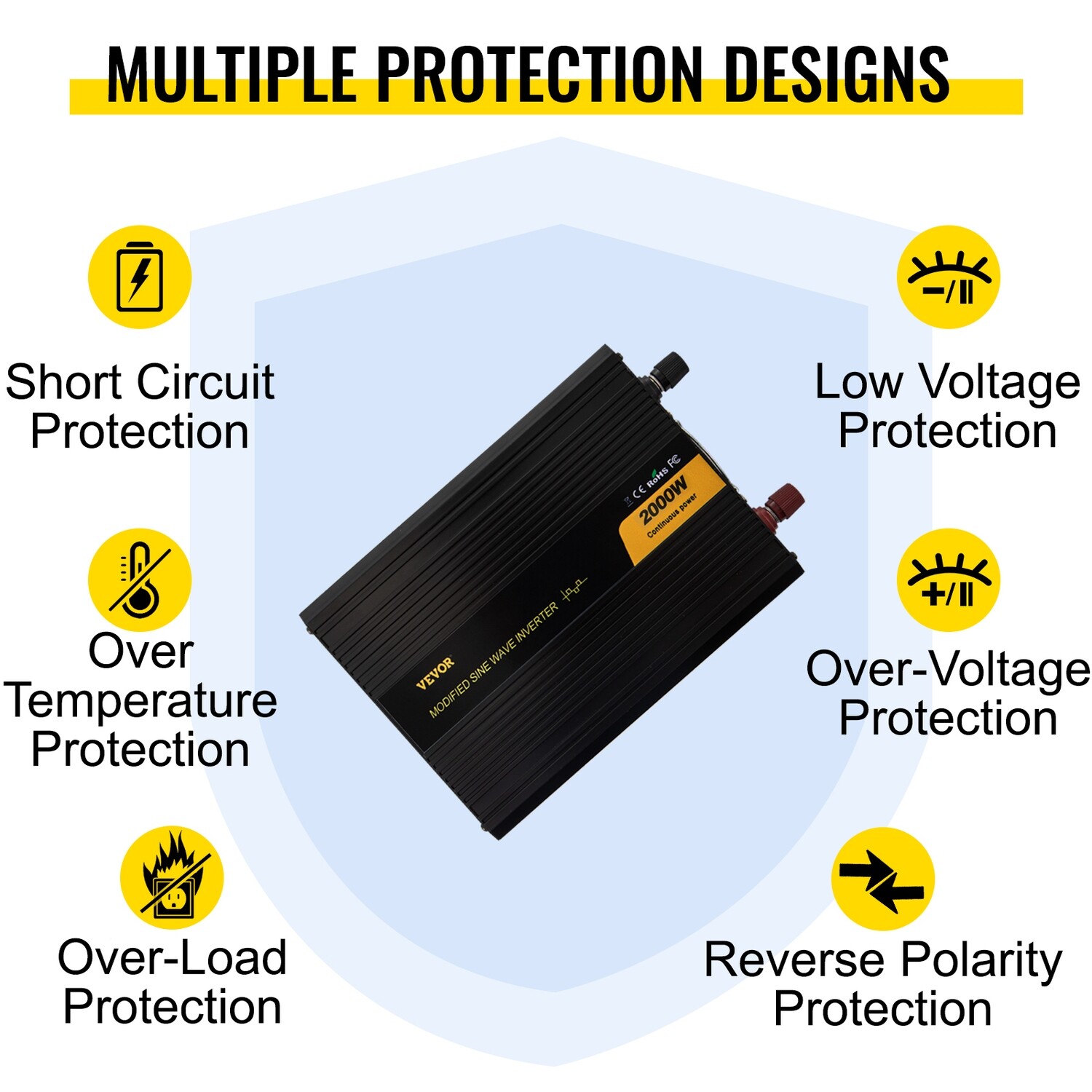 Modified Sine Wave Power Inverter 2000w Dc 12v To Ac 240v W/lcd