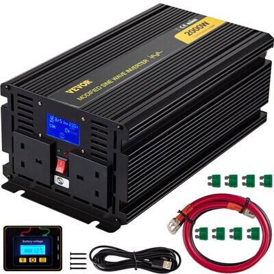 Modified Sine Wave Power Inverter 2000w Dc 12v To Ac 240v W/lcd