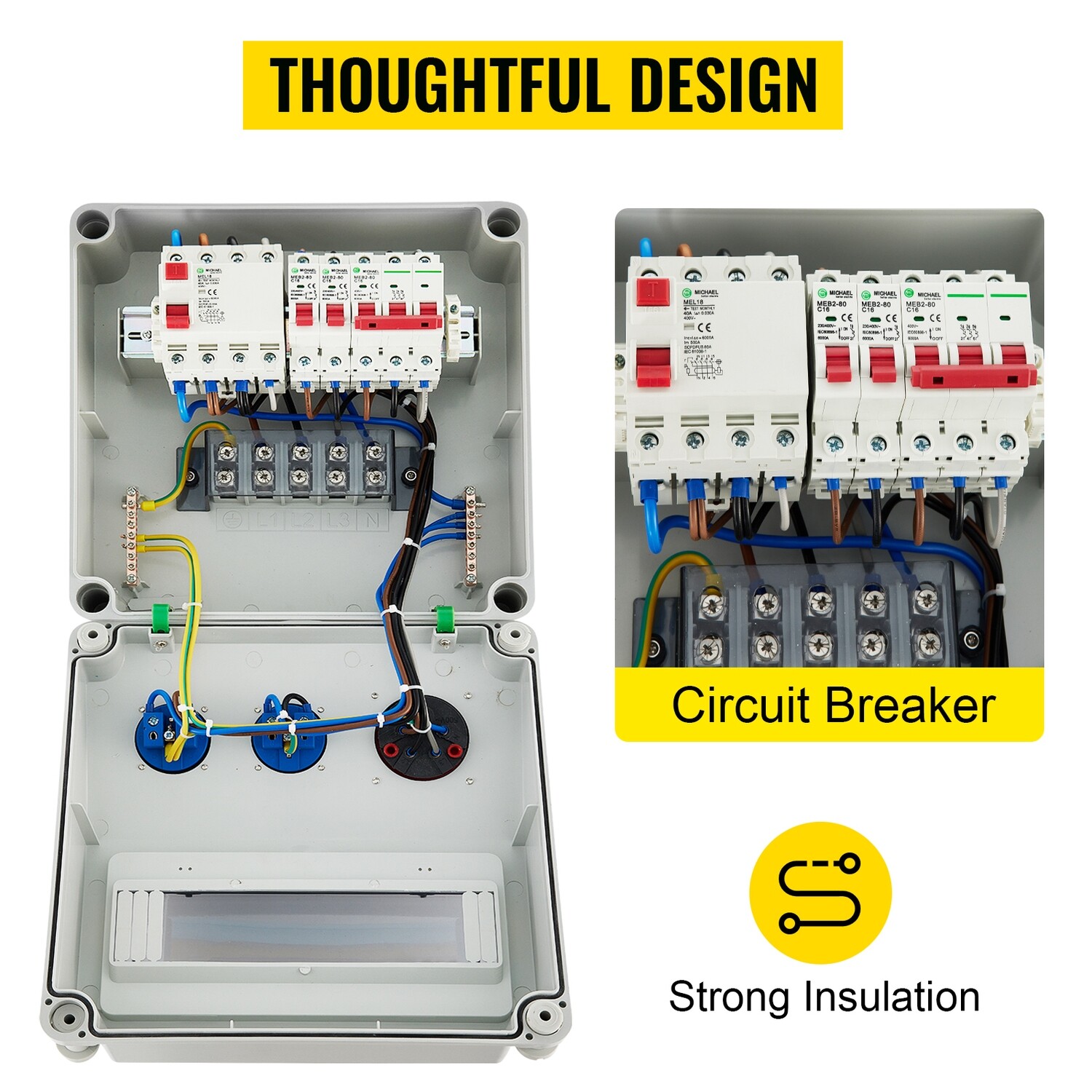 Outdoor Site Wall Power Distributor 16A 230V / 400V Socket 2 Position