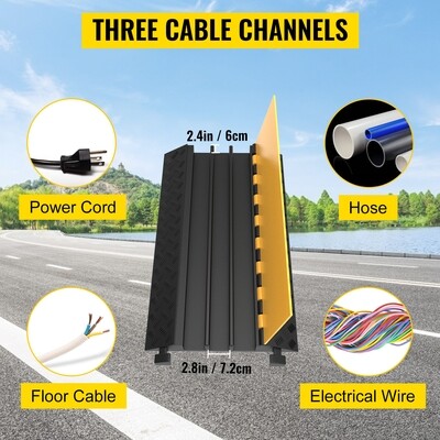 Rubber 3-channel Cable Protector Cover Vehicle 44000lbs Visible and non-deformed