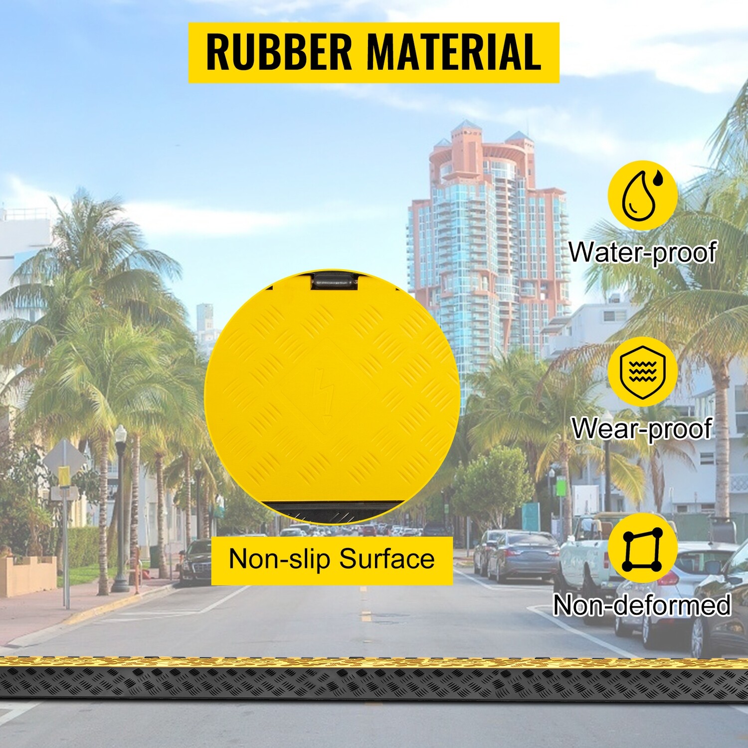 Rubber 3-channel Cable Protector Cover Vehicle 44000lbs Visible and non-deformed
