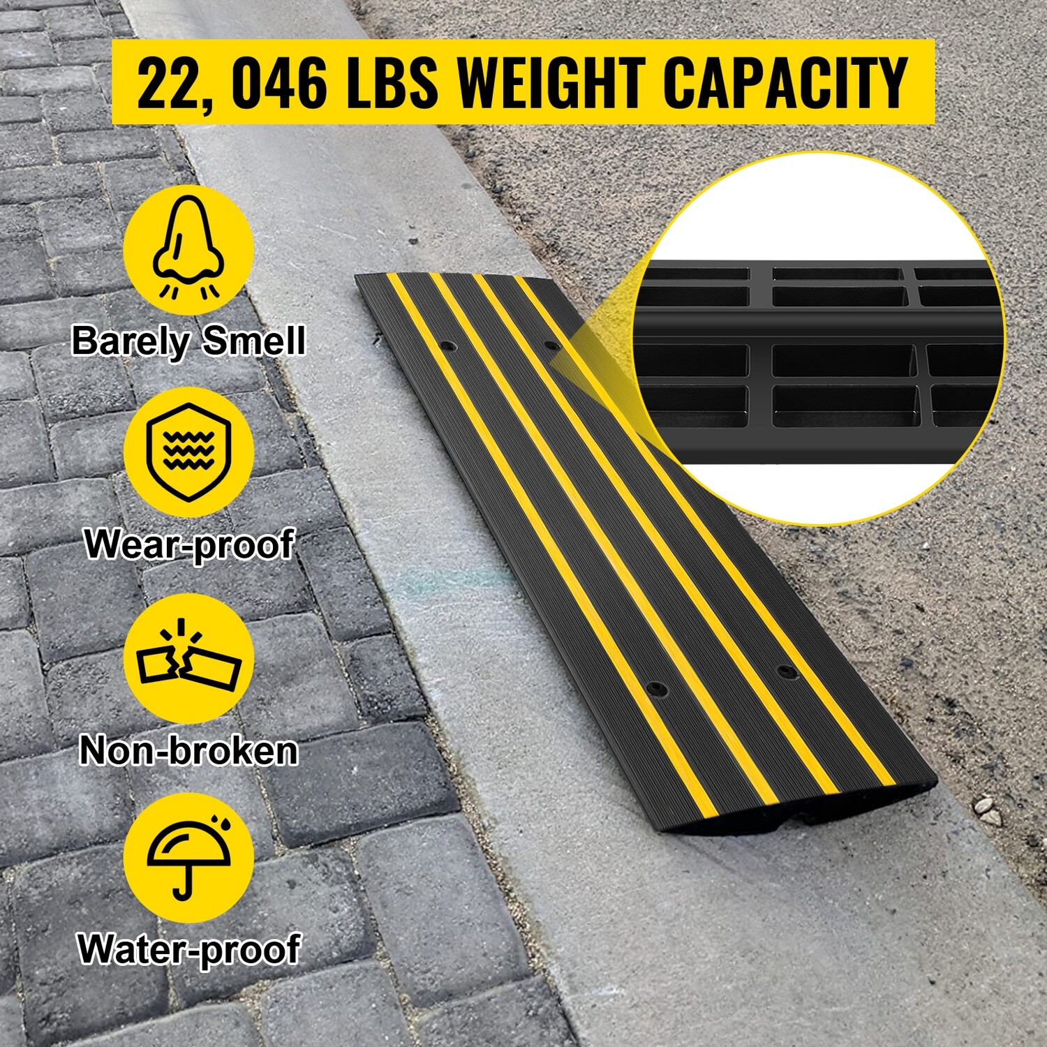 1 &amp; 2 Piece Heavy-Duty Rubber Driveway Curb Ramp – Durable Threshold Ramp for Cars, Trucks, SUVs – Smooth Access &amp; Protection Against Curb Damage