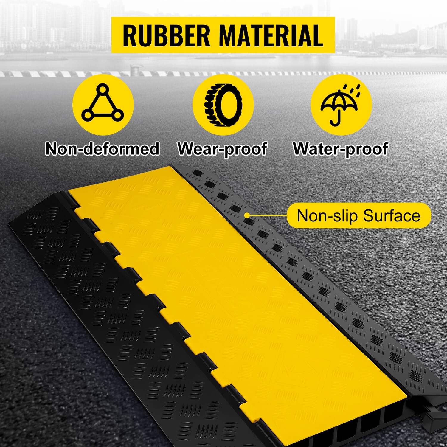 Extreme Cable Ramps 5 Channel Rubber Cable Protectors – Heavy-Duty 66,000lbs Capacity for Safe and Organized Cable Management