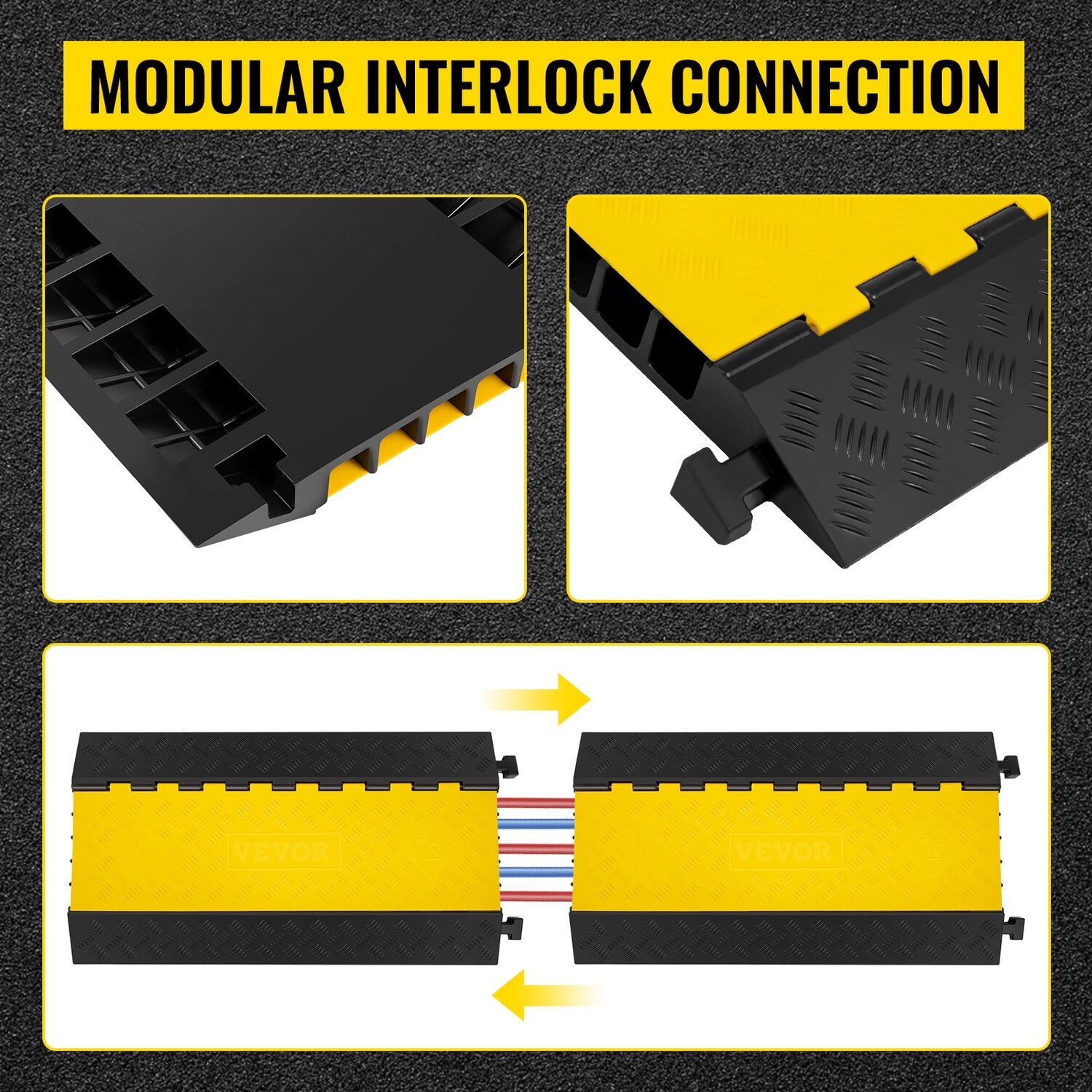 Extreme Cable Ramps 5 Channel Rubber Cable Protectors – Heavy-Duty 66,000lbs Capacity for Safe and Organized Cable Management