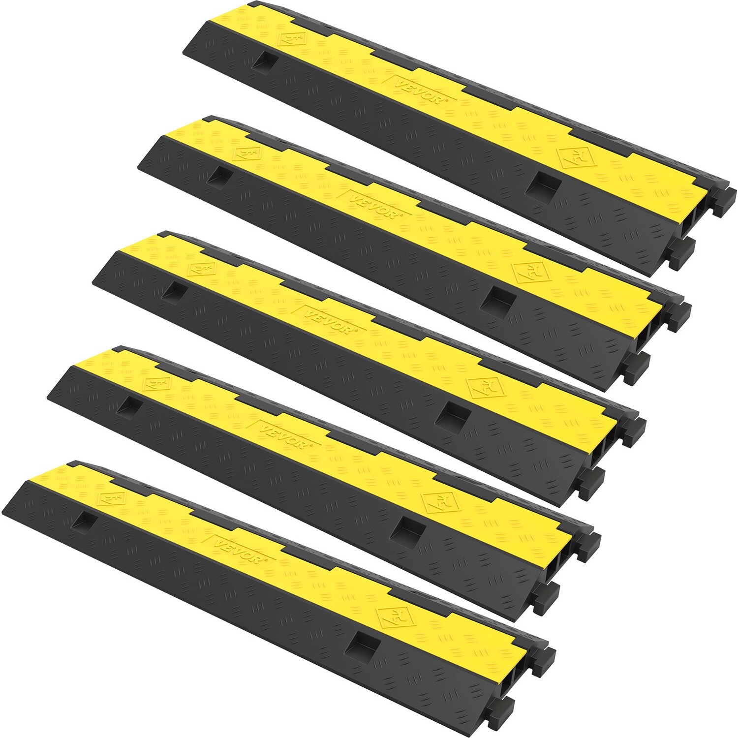 5PCS 2-Cable Rubber Speed Bump Cable Protector Ramp 40"x9.7"x2" Cord Guard