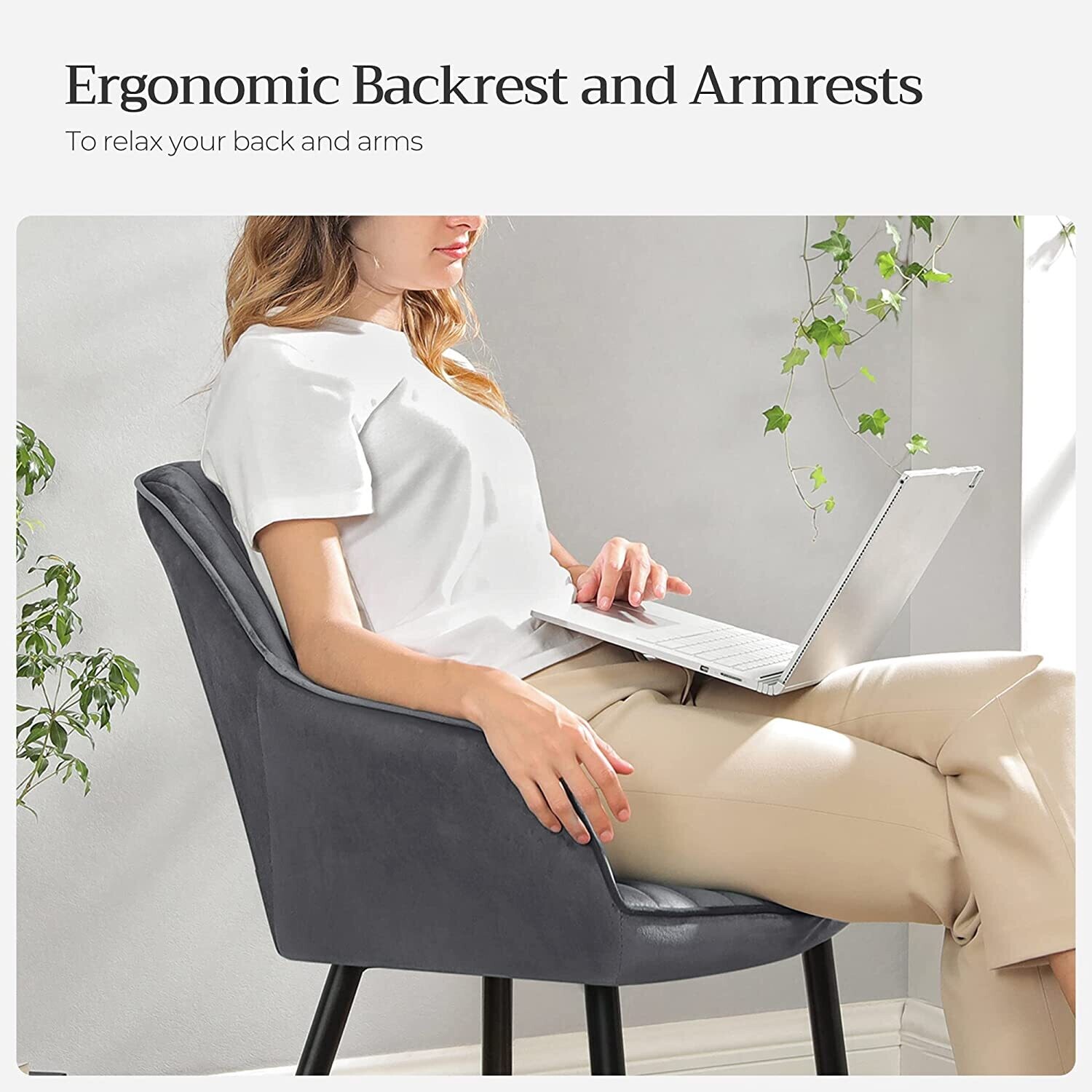 Metal Legs, Dining Chair, Armchair, Upholstered Chair with Armrests