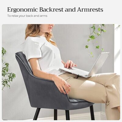 Metal Legs, Dining Chair, Armchair, Upholstered Chair with Armrests