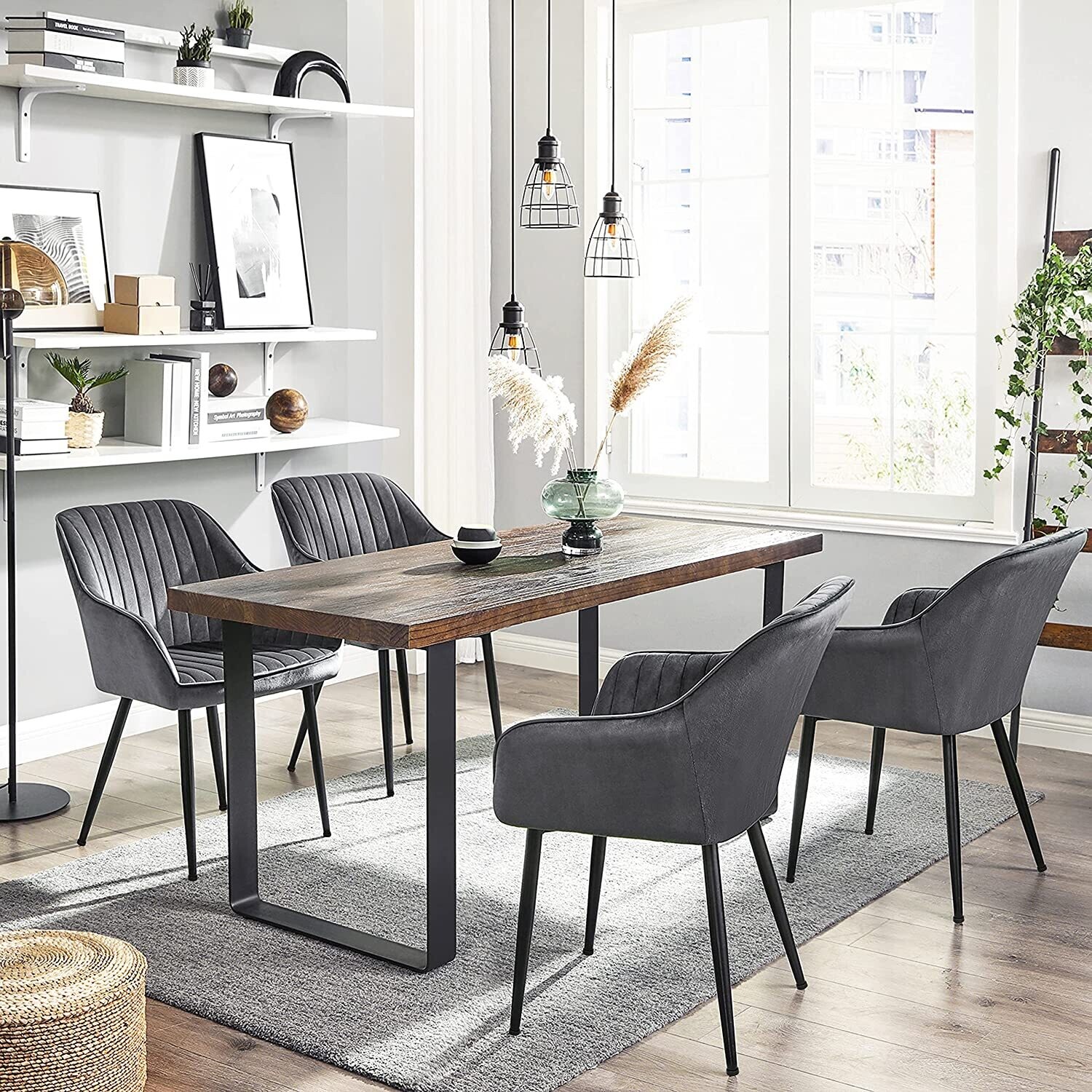 Metal Legs, Dining Chair, Armchair, Upholstered Chair with Armrests