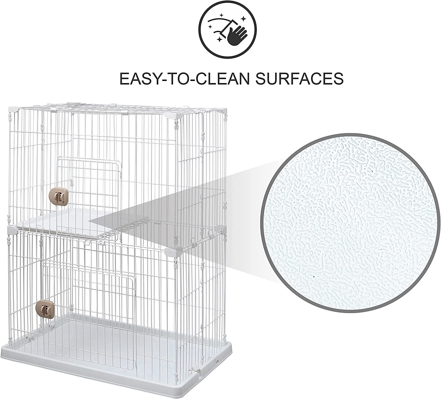 PEC-902 White Pet Cage 2 Levels 2 Entrances 1 Cat Tray