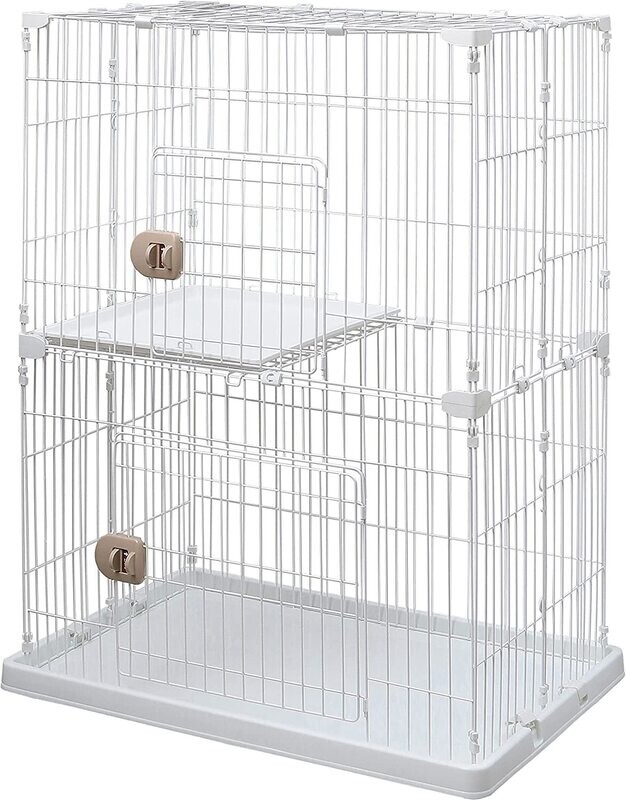 PEC-902 White Pet Cage 2 Levels 2 Entrances 1 Cat Tray