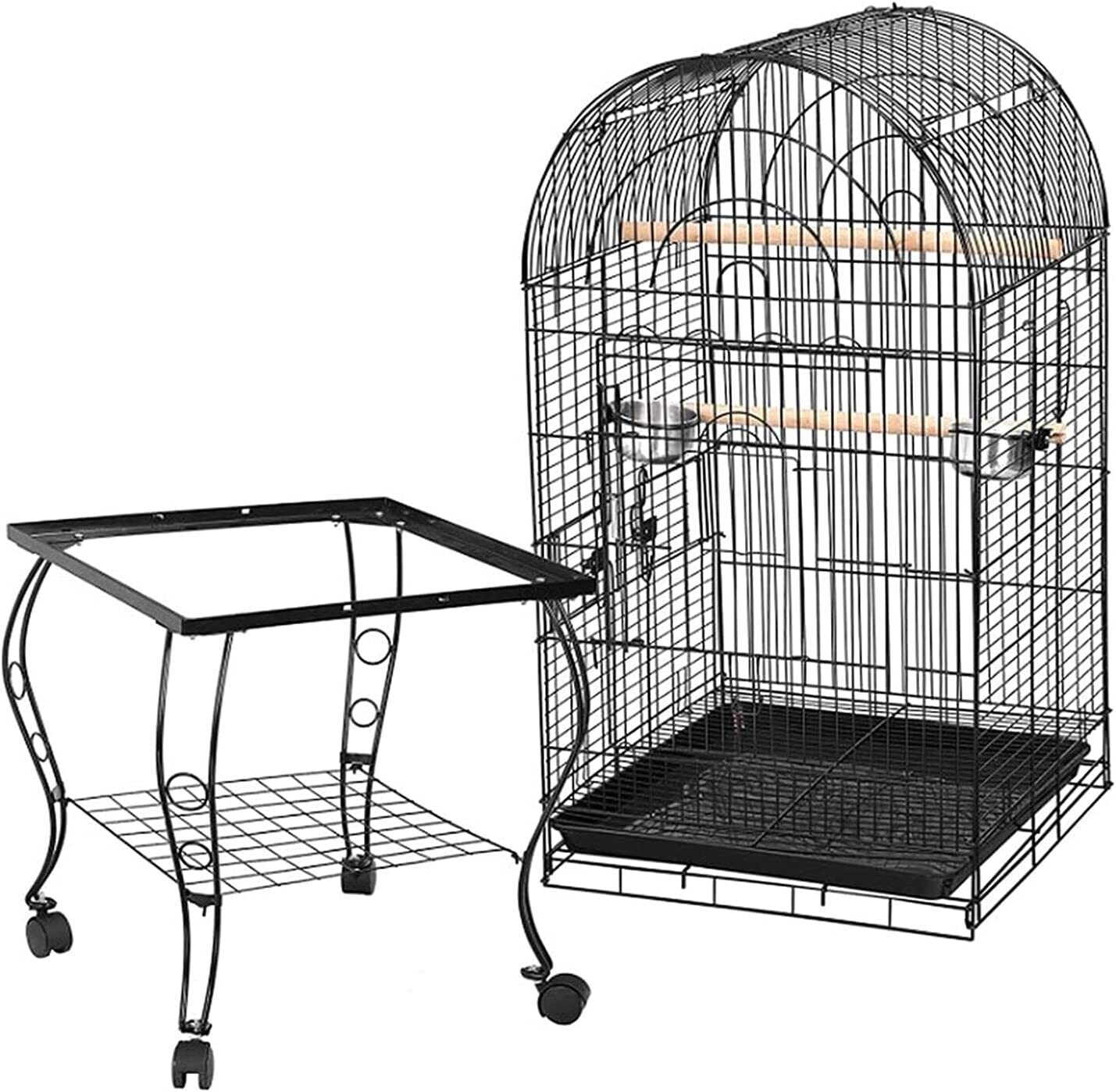 Large Wrought Iron Bird Cage for Cockatoo, Parrot, and Other Small Birds