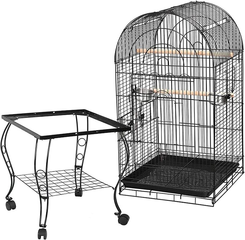 Large Wrought Iron Bird Cage for Cockatoo, Parrot, and Other Small Birds