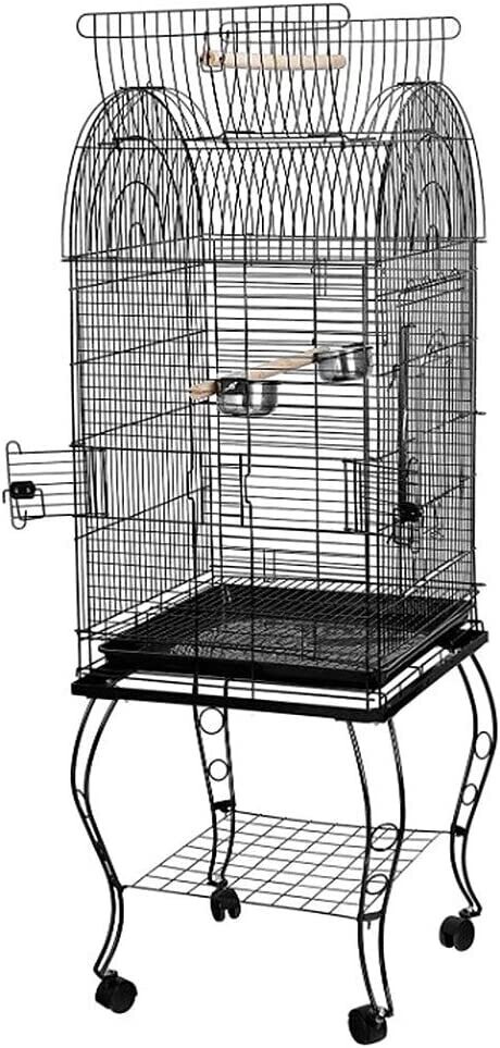 Large Wrought Iron Bird Cage for Cockatoo, Parrot, and Other Small Birds