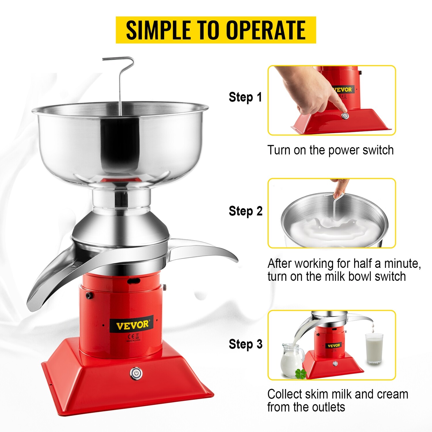 Centrifugal Electric Milk Cream Separator, Home &amp; Business Use for Butter and Milk Separation