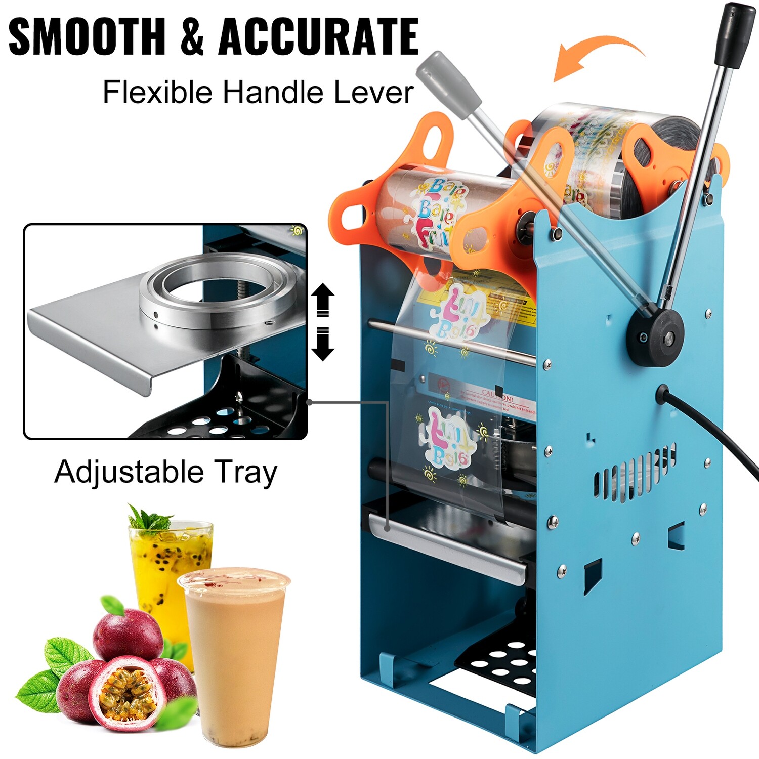 Tea Cup Sealing Machine by Hand Blue Manual Cup Sealer 300-500 Cups/Hour