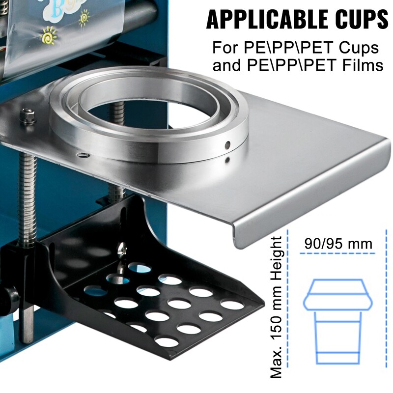 Tea Cup Sealing Machine by Hand Blue Manual Cup Sealer 300-500 Cups/Hour