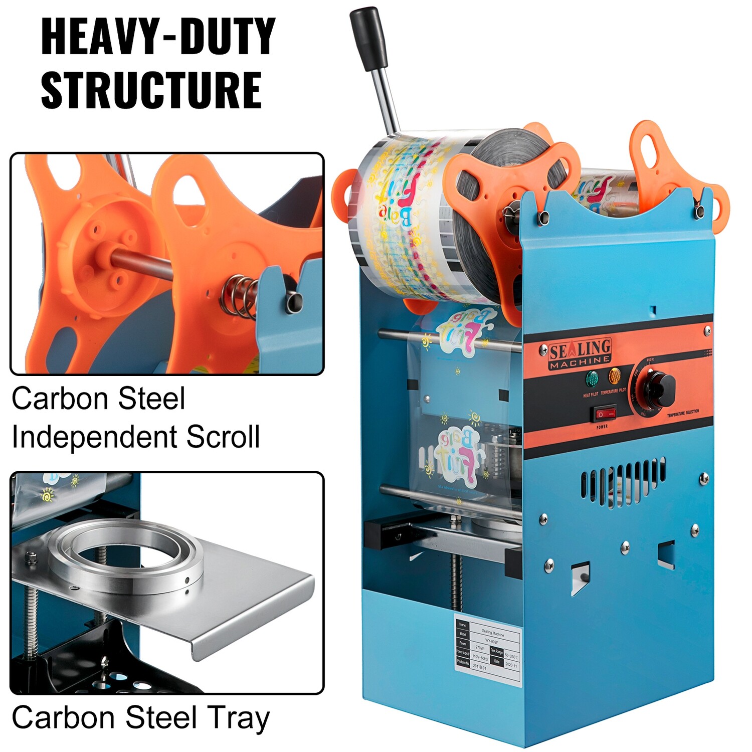 Tea Cup Sealing Machine by Hand Blue Manual Cup Sealer 300-500 Cups/Hour